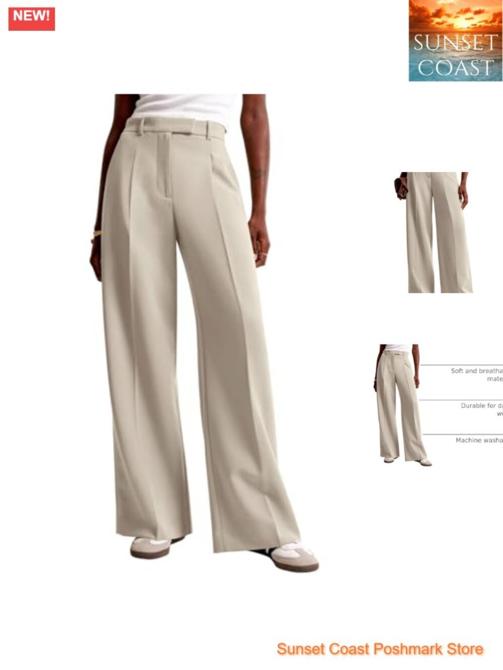 NIMIN Wide Leg High Waisted Work Pants Trousers Pockets Womens